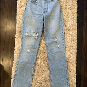 Abercrombie & Fitch Light Blue Distressed Straight Leg Jeans